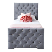 Freya Diamante Tufted Velvet Upholstered Single Bed Frame