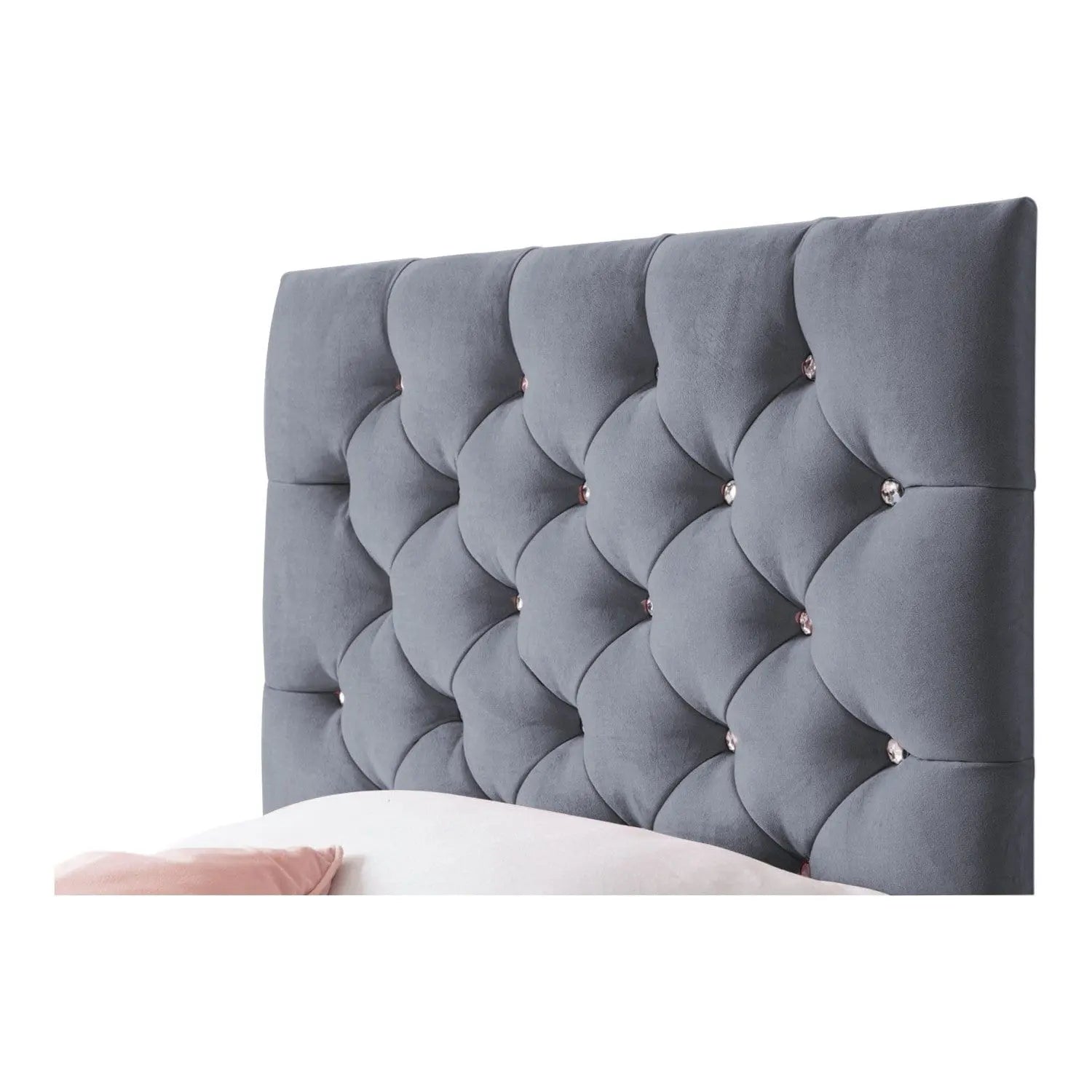Freya Diamante Tufted Velvet Upholstered Single Bed Frame