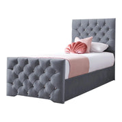 Freya Diamante Tufted Velvet Upholstered Single Bed Frame