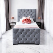 Freya Diamante Tufted Velvet Upholstered Single Bed Frame