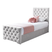 Freya Diamante Tufted Velvet Upholstered Single Bed Frame