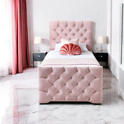 Freya Diamante Tufted Velvet Upholstered Single Bed Frame