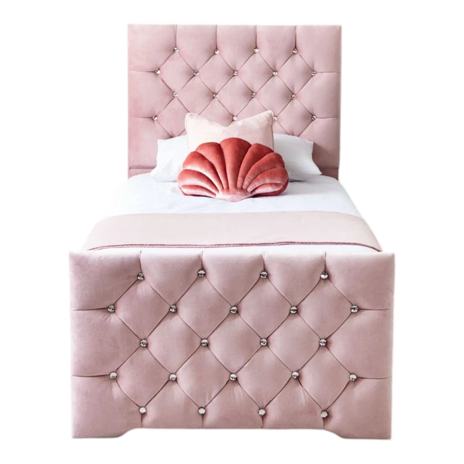 Freya Diamante Tufted Velvet Upholstered Single Bed Frame