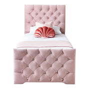 Freya Diamante Tufted Velvet Upholstered Single Bed Frame