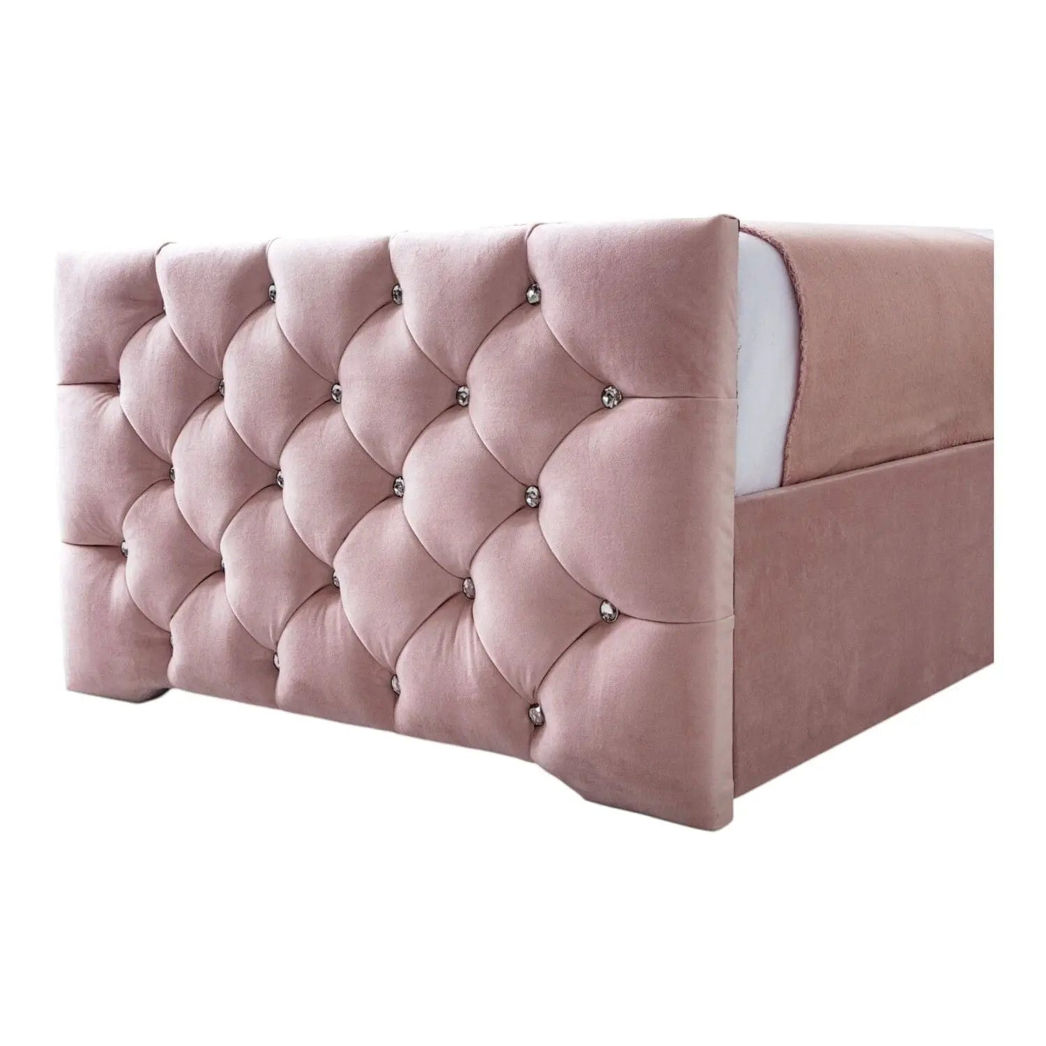 Freya Diamante Tufted Velvet Upholstered Single Bed Frame