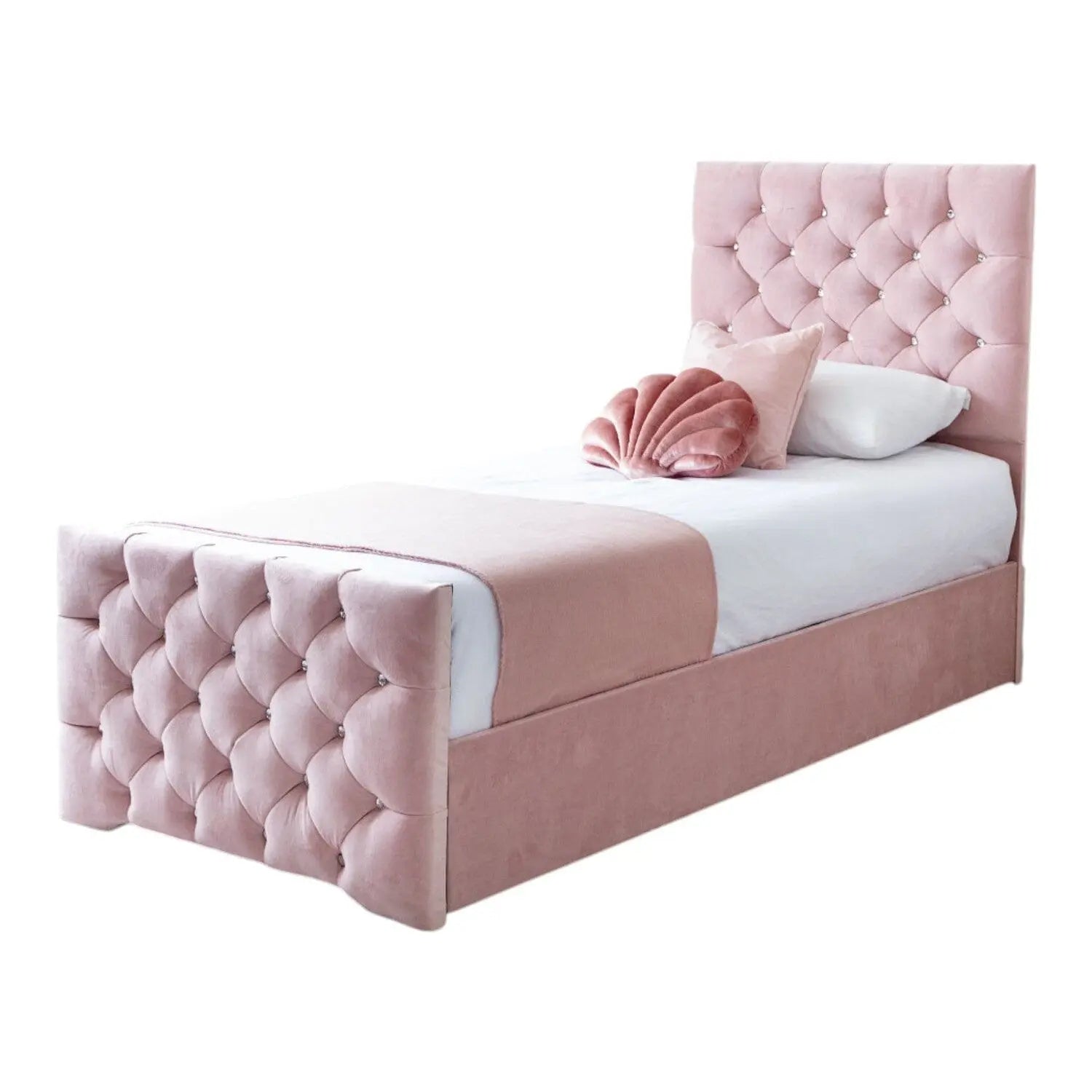 Freya Diamante Tufted Velvet Upholstered Single Bed Frame