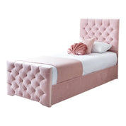 Freya Diamante Tufted Velvet Upholstered Single Bed Frame
