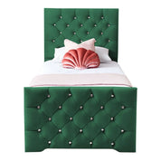 Freya Diamante Tufted Velvet Upholstered Single Bed Frame
