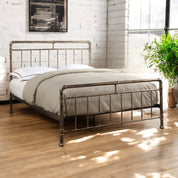 Antique Brass / Single 3ft - 90x190cm Fulham Scaffold Metal Bed Frame