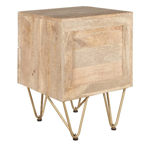 Galway Light Gold Wooden 2 Drawer Bedside Table