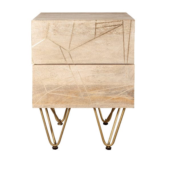 Galway Light Gold Wooden 2 Drawer Bedside Table