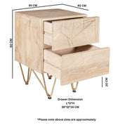 Galway Light Gold Wooden 2 Drawer Bedside Table