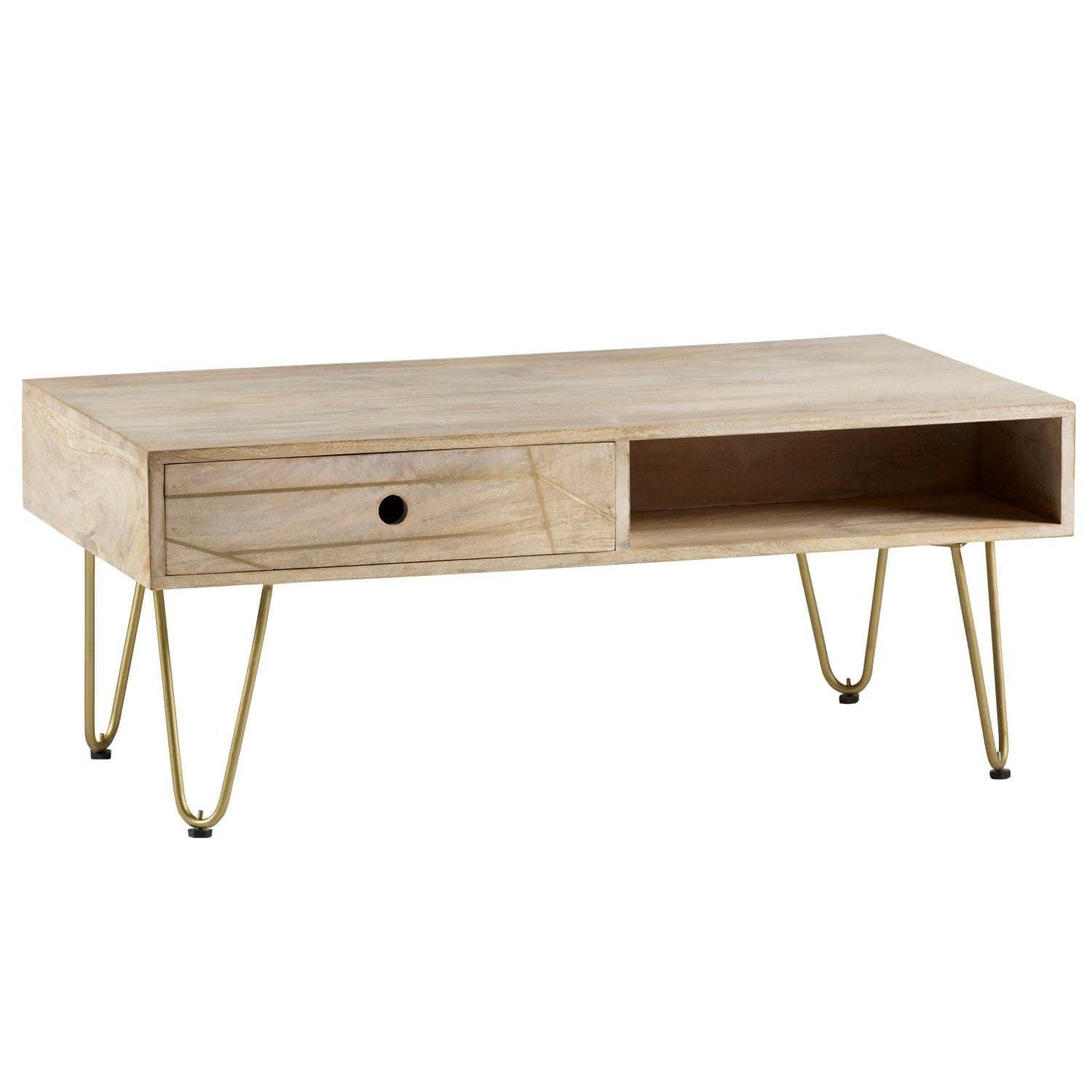 Galway Wooden Light Gold 1 Drawer Coffee Table