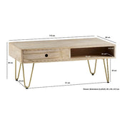 Galway Wooden Light Gold 1 Drawer Coffee Table