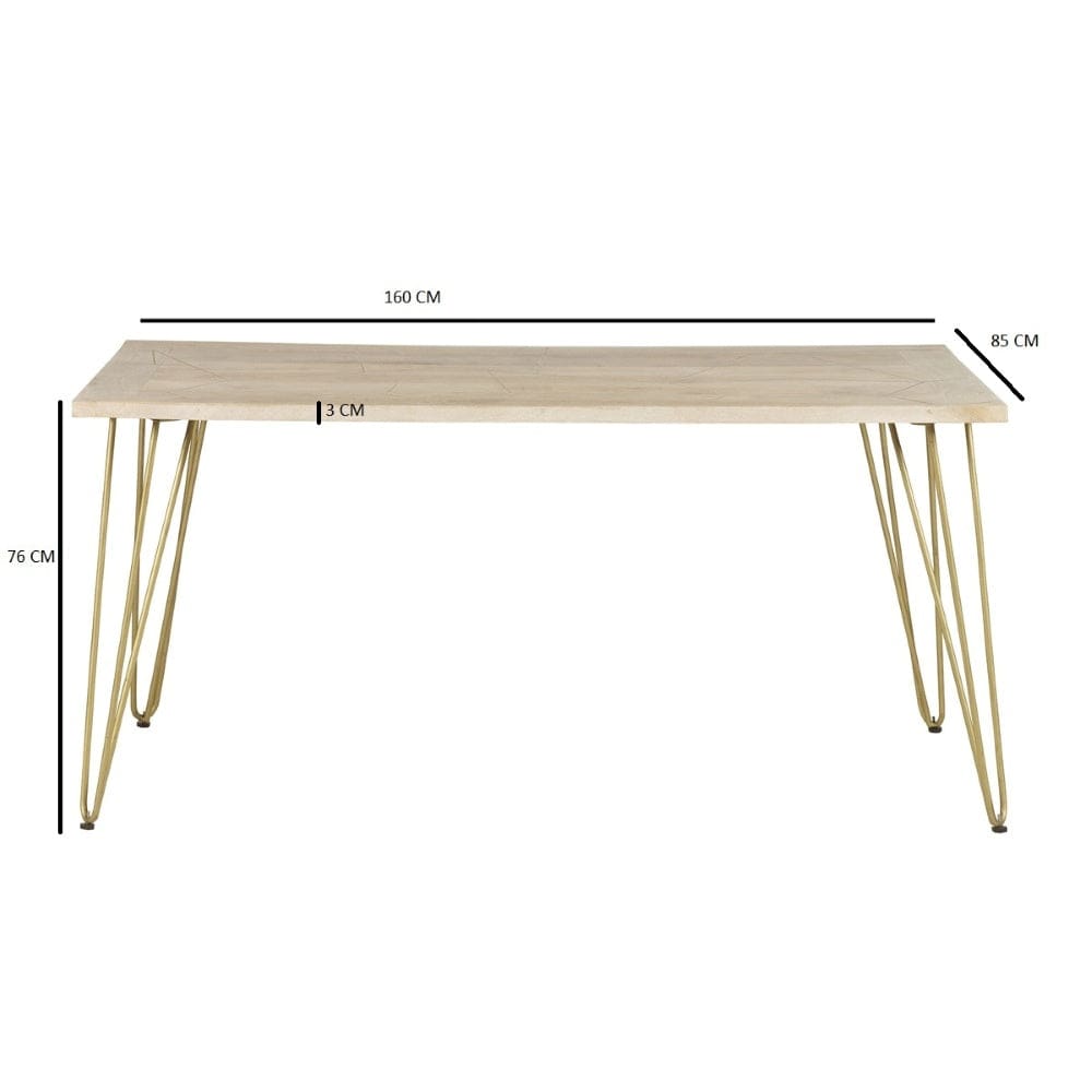 Galway Wooden Light Gold 160cm Dining Table