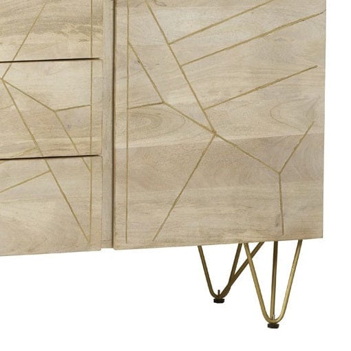 Galway Wooden Light Gold 2 Doors & 3 Drawers 160cm Sideboard