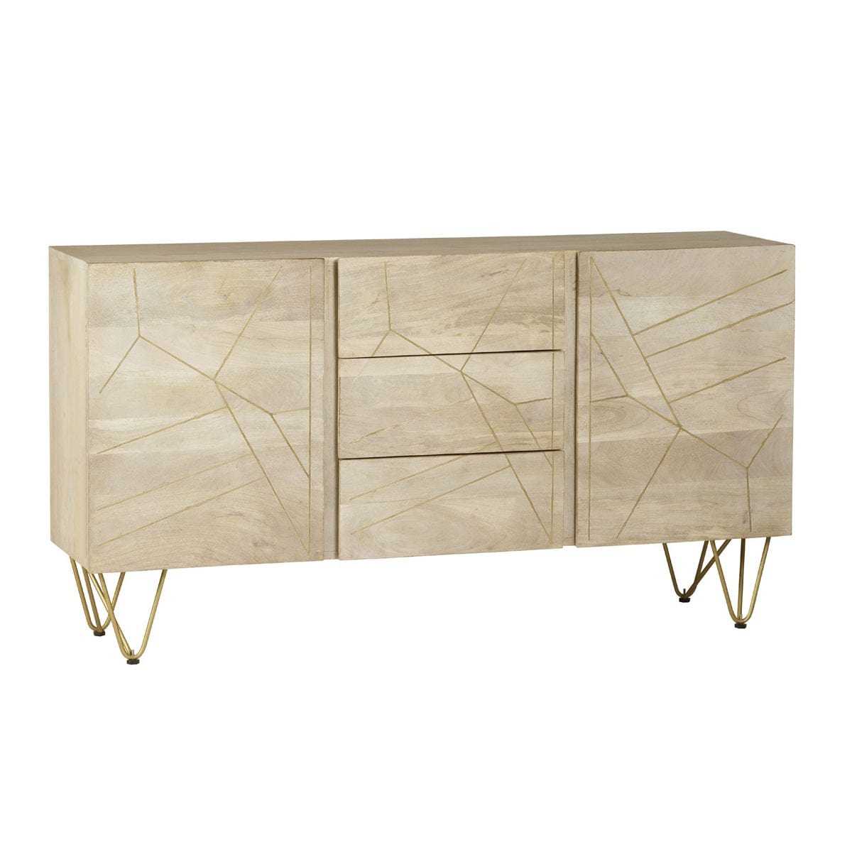 Galway Wooden Light Gold 2 Doors & 3 Drawers 160cm Sideboard