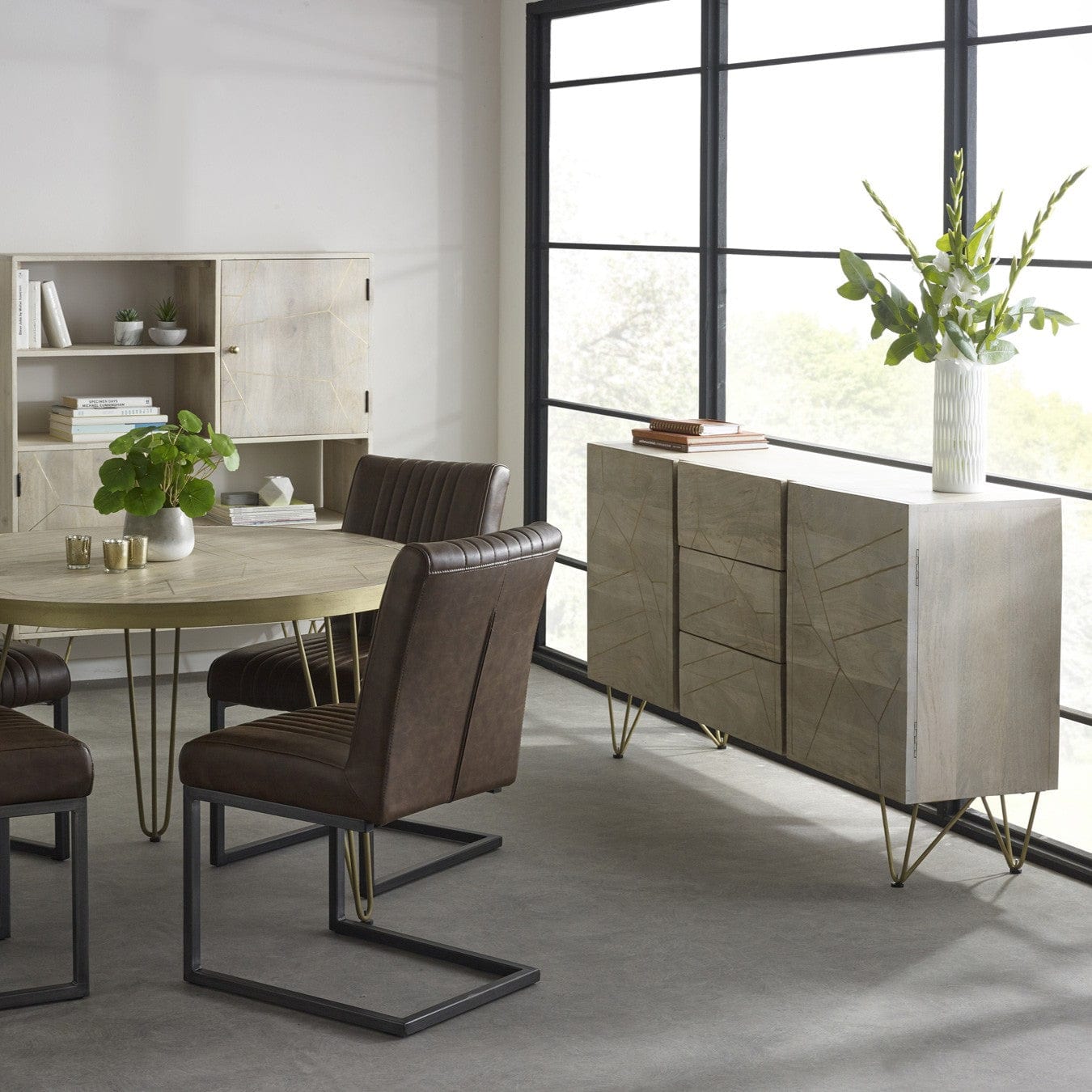 Galway Wooden Light Gold 2 Doors & 3 Drawers 160cm Sideboard