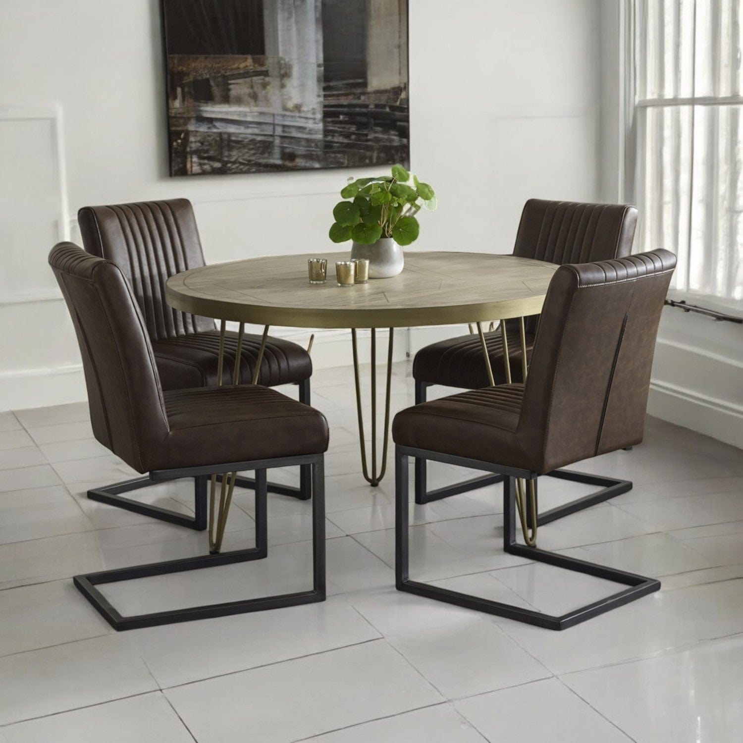 Galway Wooden Light Gold Round 120cm Dining Table