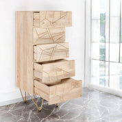 Galway Wooden Light Gold Tall Chest of 5 Drawers