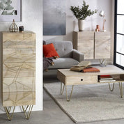 Galway Wooden Light Gold Tall Chest of 5 Drawers