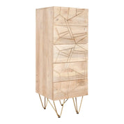 Galway Wooden Light Gold Tall Chest of 5 Drawers