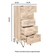 Galway Wooden Light Gold Tall Chest of 5 Drawers