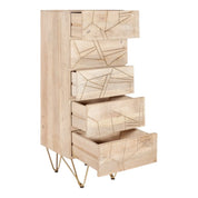 Galway Wooden Light Gold Tall Chest of 5 Drawers