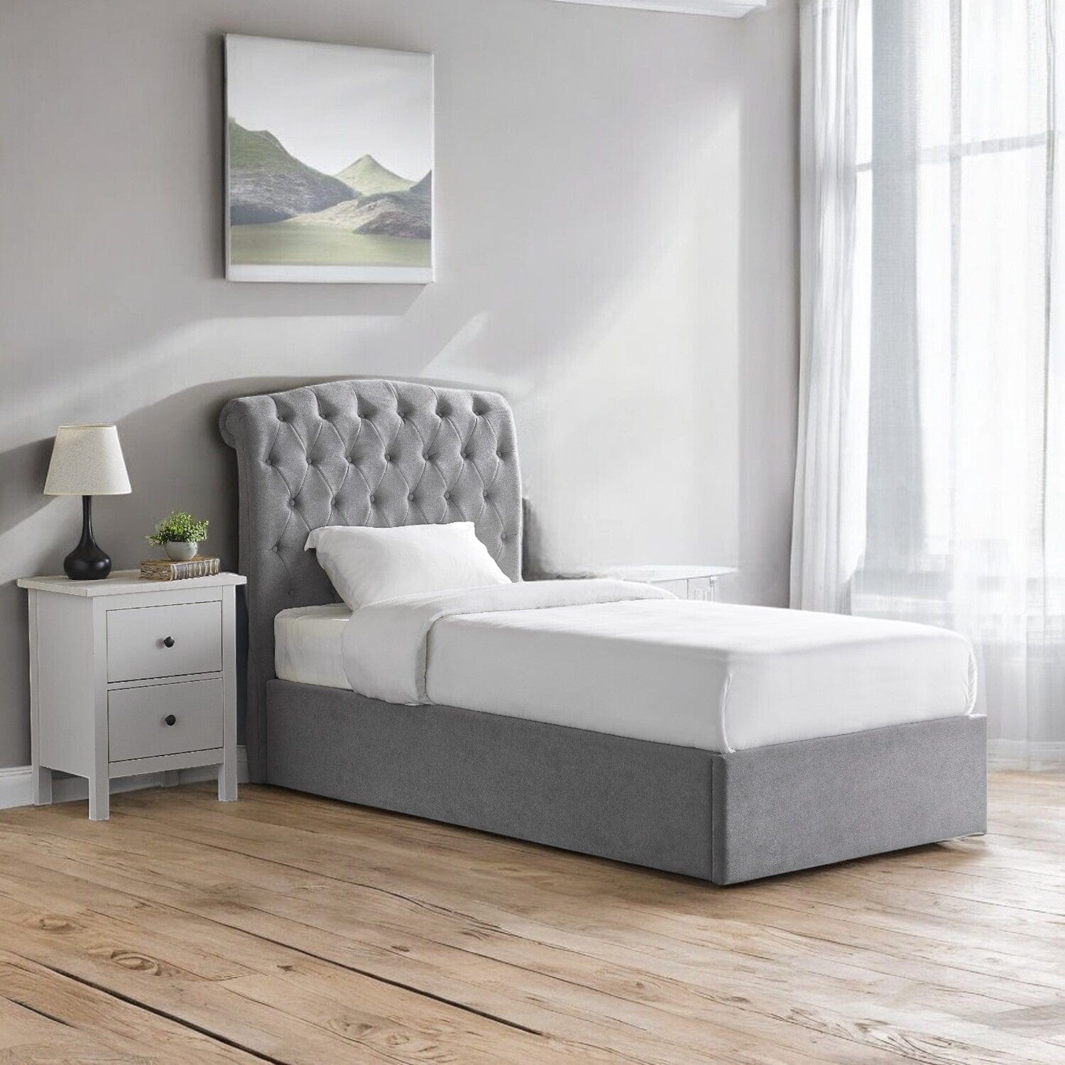  Single 3ft - 90x190cm Gawsworth Upholstered Ottoman Storage Bed Frame