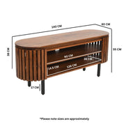 Glenariff 140cm Wooden Slatted TV Media Unit Cabinet