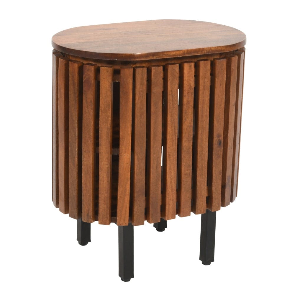 Glenariff Wooden Slatted Bedside Table Cabinet