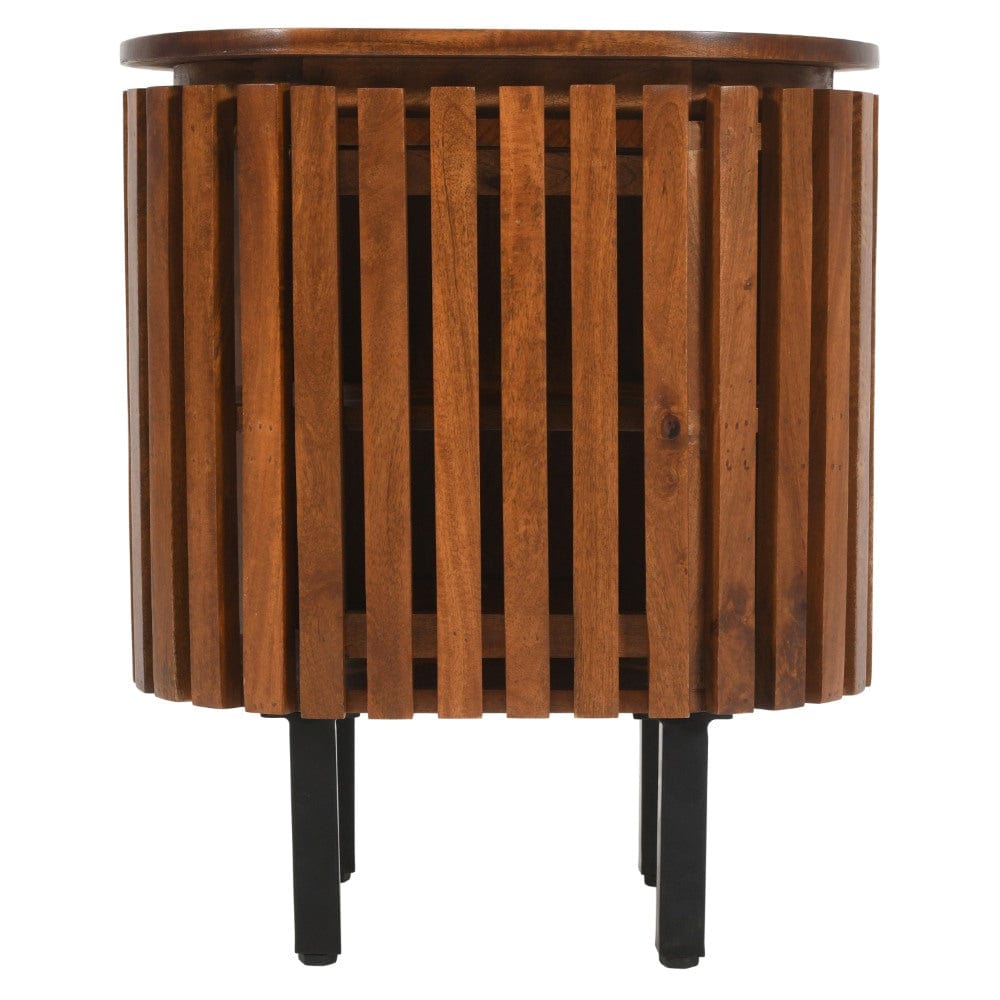 Glenariff Wooden Slatted Bedside Table Cabinet