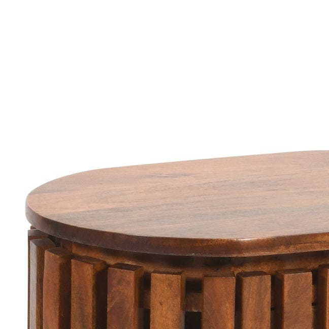 Glenariff Wooden Slatted Bedside Table Cabinet