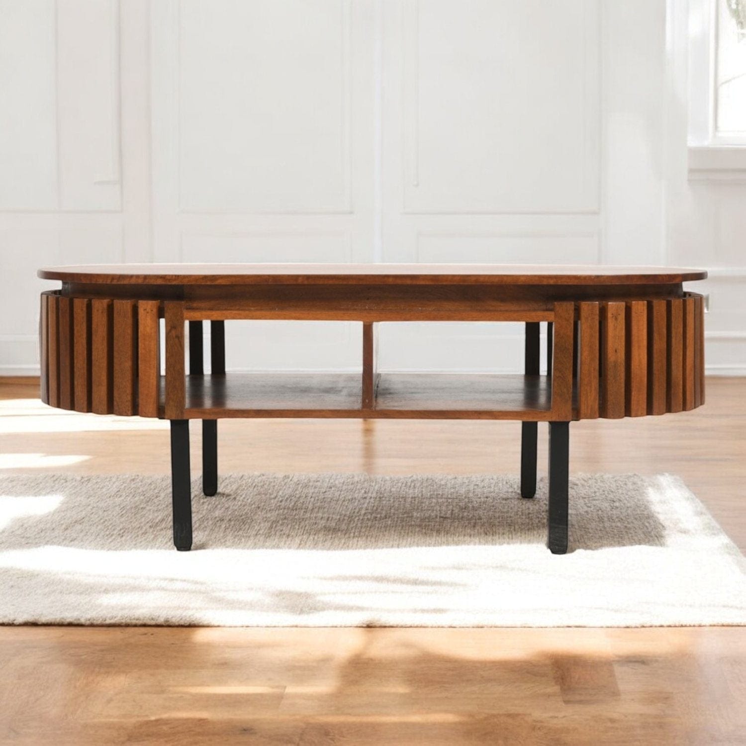 Glenariff Wooden Slatted Rectangular Coffee Table