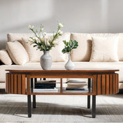 Glenariff Wooden Slatted Rectangular Coffee Table