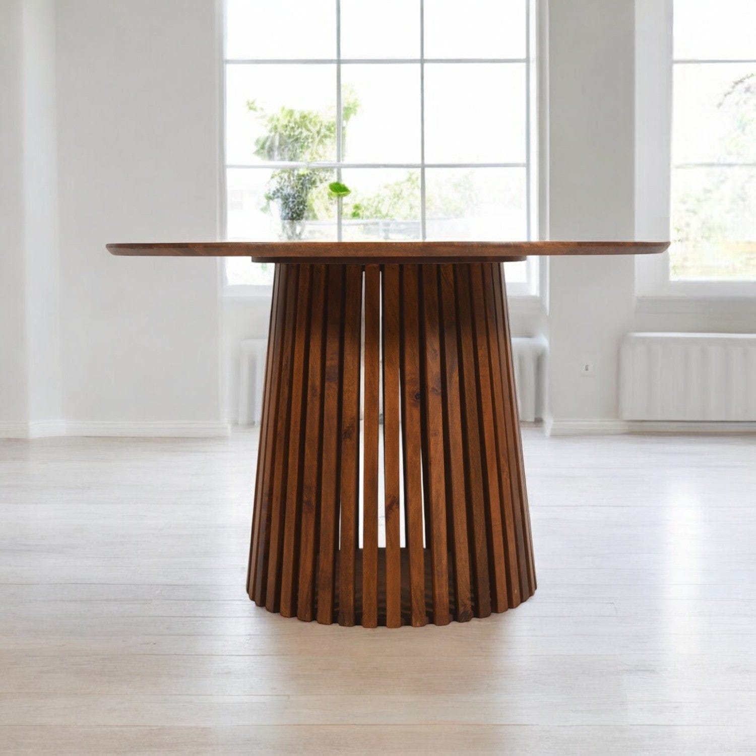 Glenariff Wooden Slatted Round 120cm Dining Table