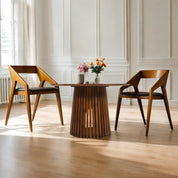 Glenariff Wooden Slatted Round 120cm Dining Table