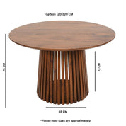 Glenariff Wooden Slatted Round 120cm Dining Table