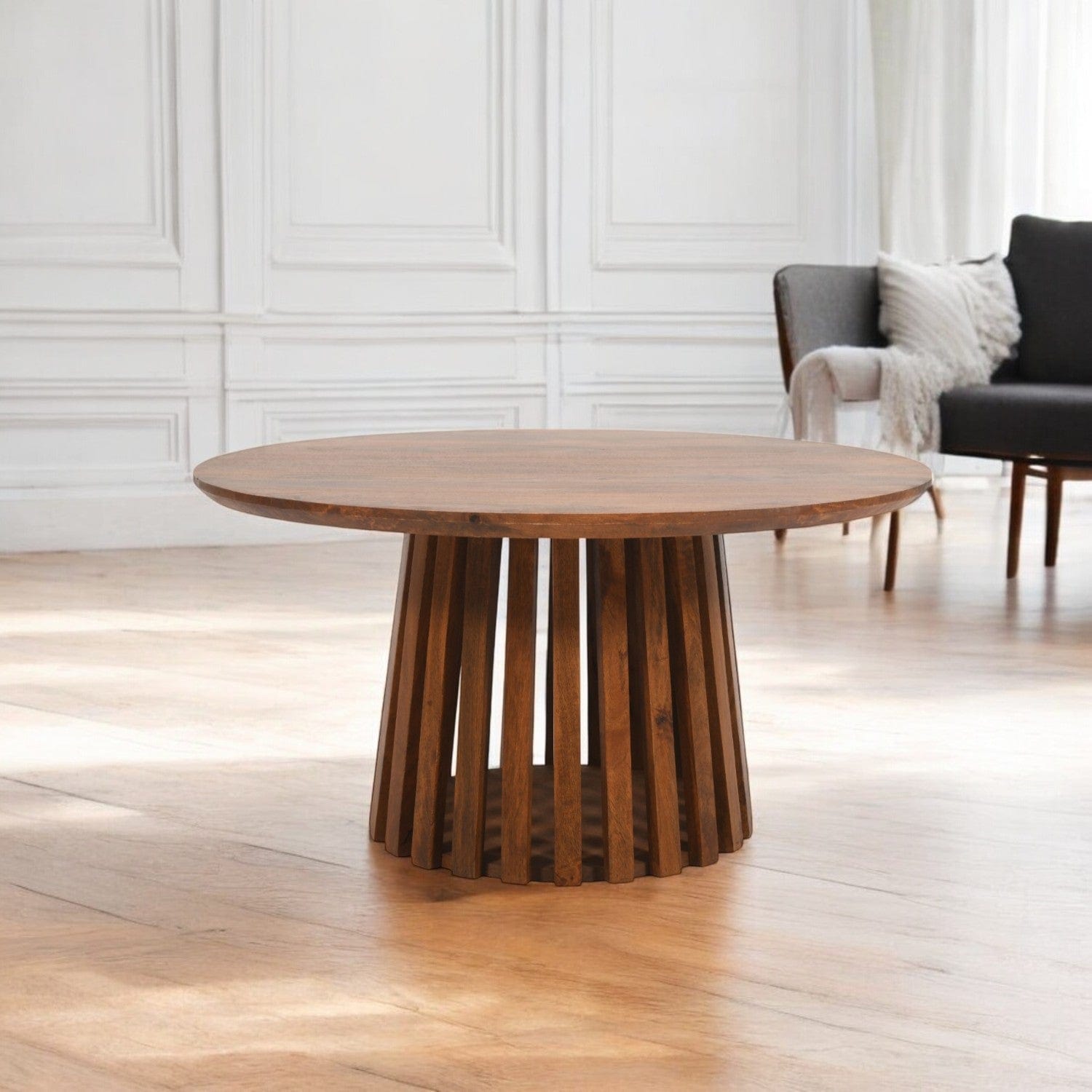 Glenariff Wooden Slatted Round Coffee Table