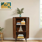 Glenariff Wooden Slatted Short Cabinet Bookcase