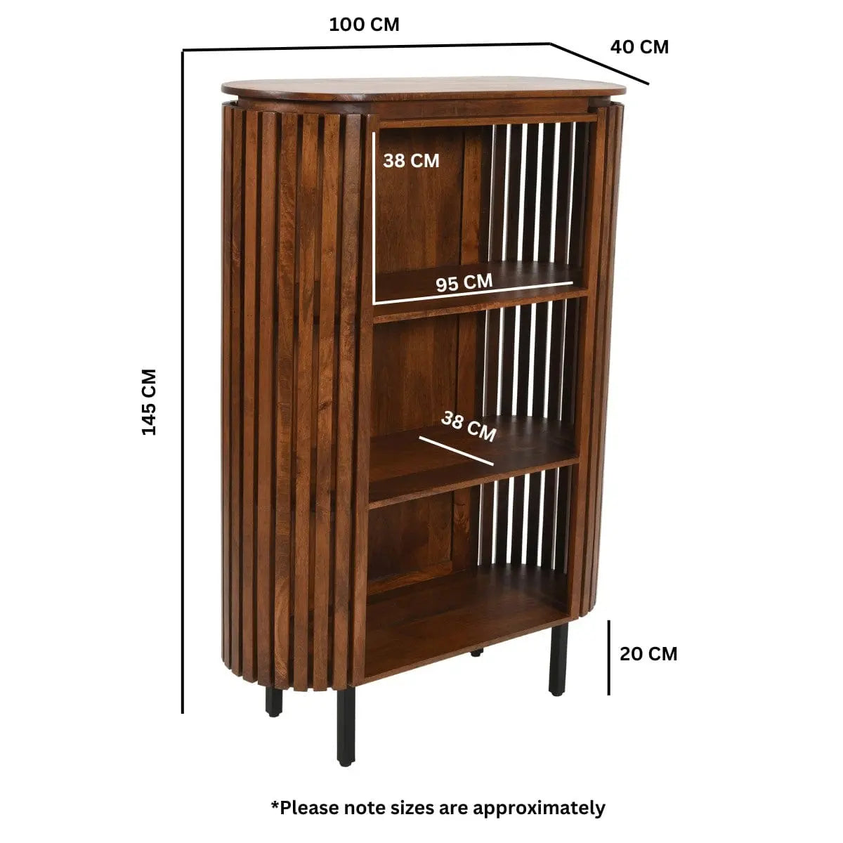 Glenariff Wooden Slatted Short Cabinet Bookcase