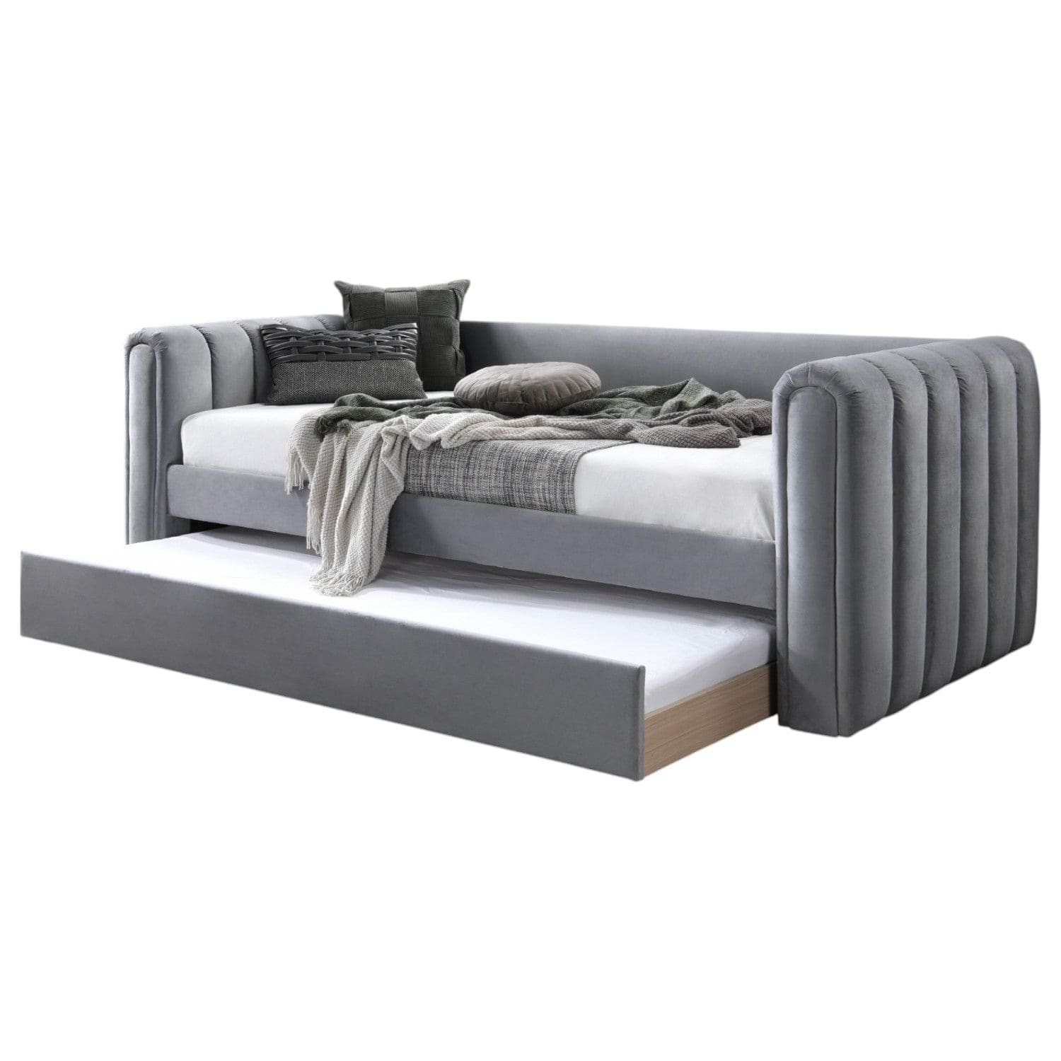 Grey Goostrey Upholstered Day Bed with Trundle