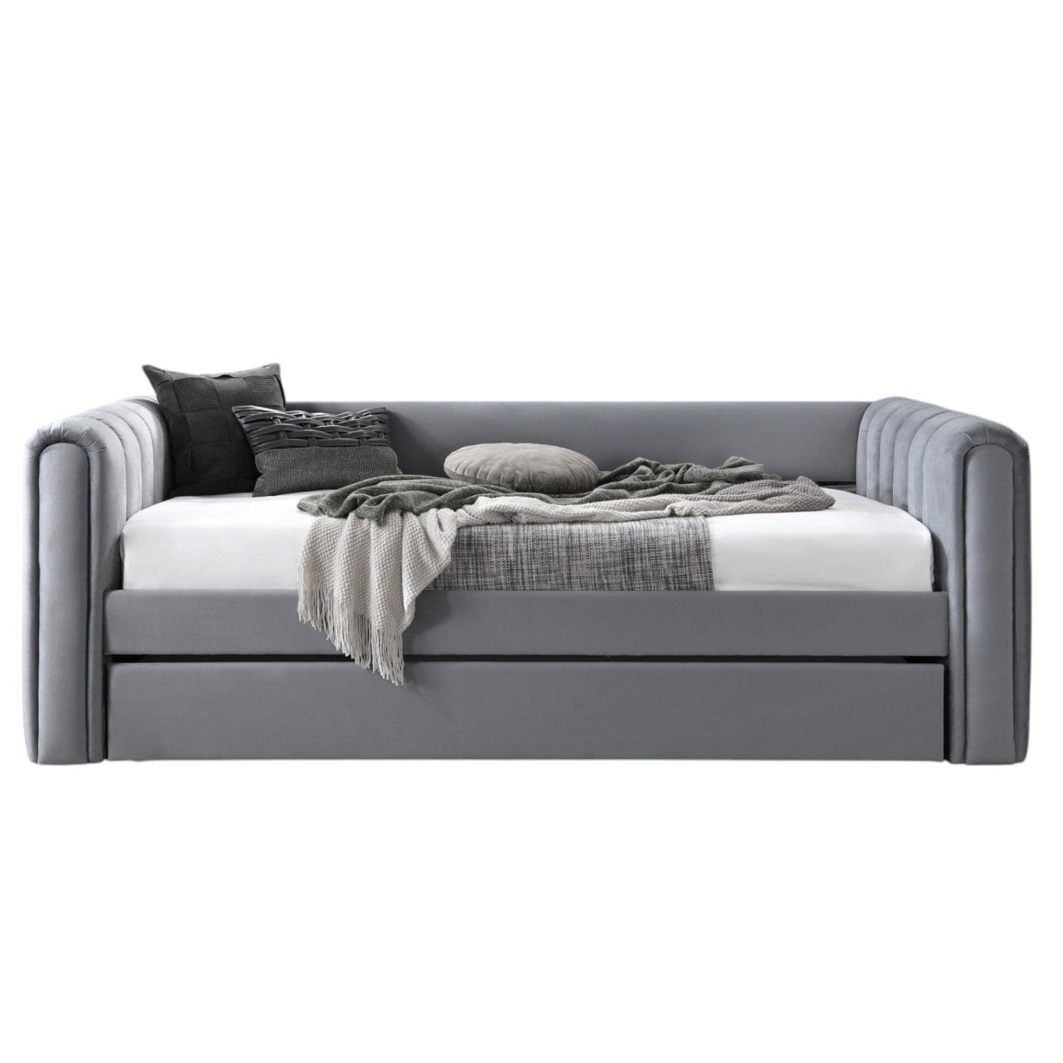 Grey Goostrey Upholstered Day Bed with Trundle