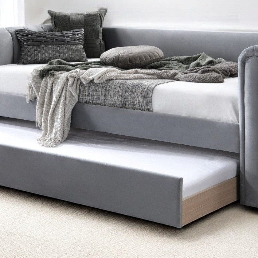 Grey Goostrey Upholstered Day Bed with Trundle