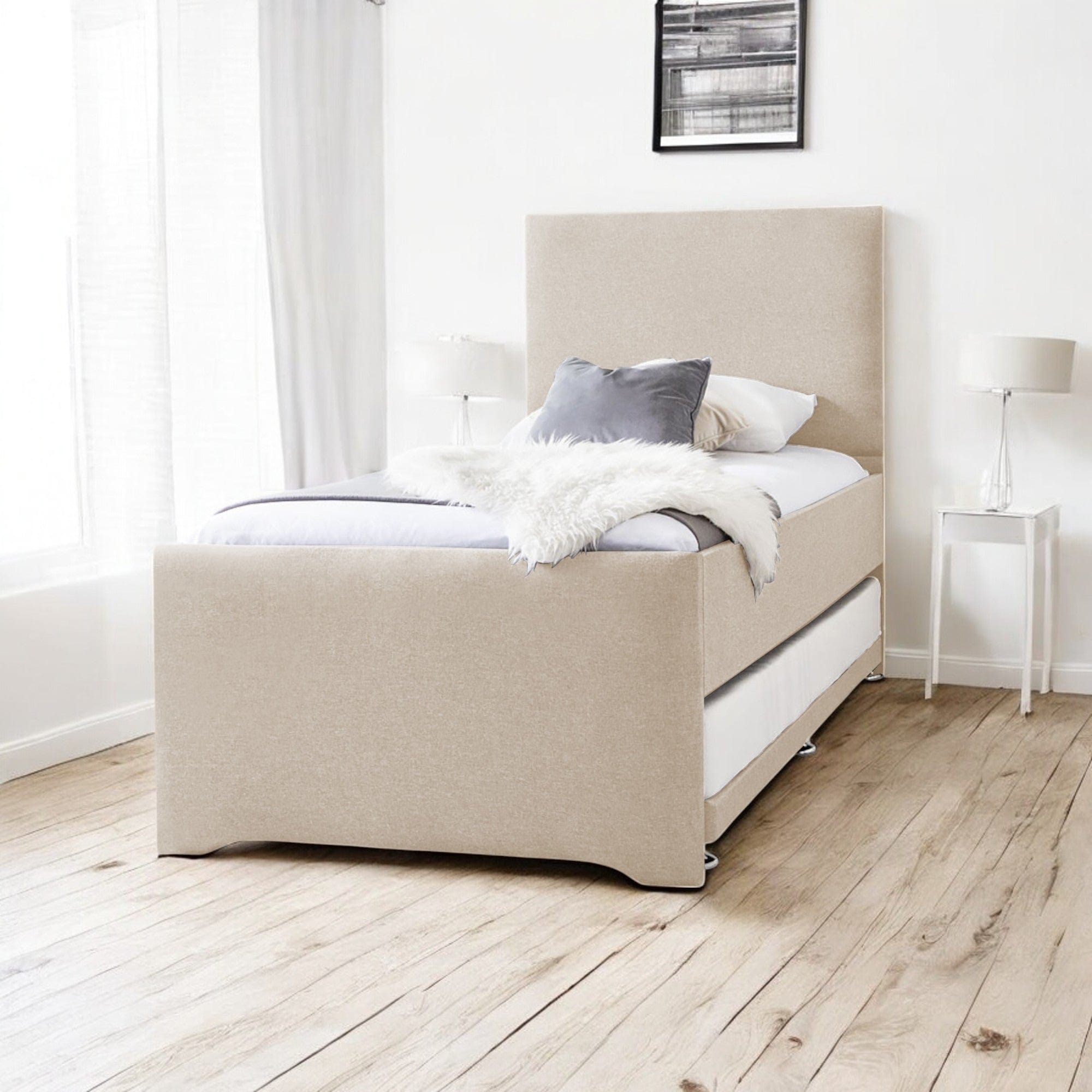 Gwbert Fabric Upholstered Single Guest Bed With Pullout Trundle