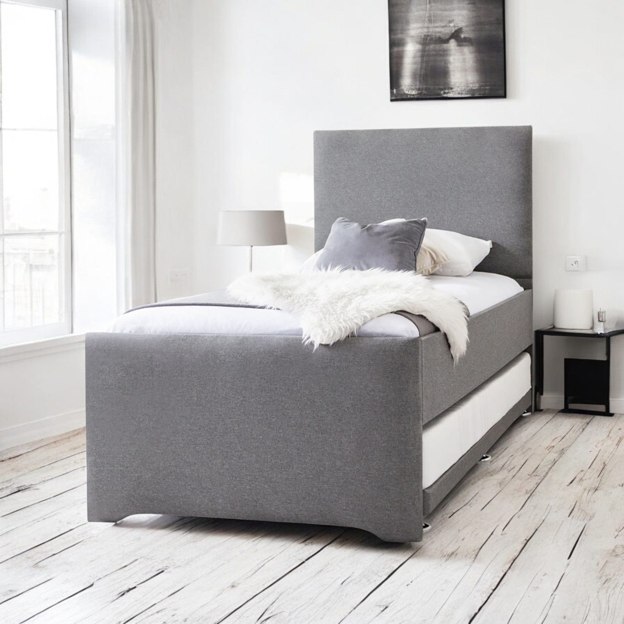 Gwbert Fabric Upholstered Single Guest Bed With Pullout Trundle