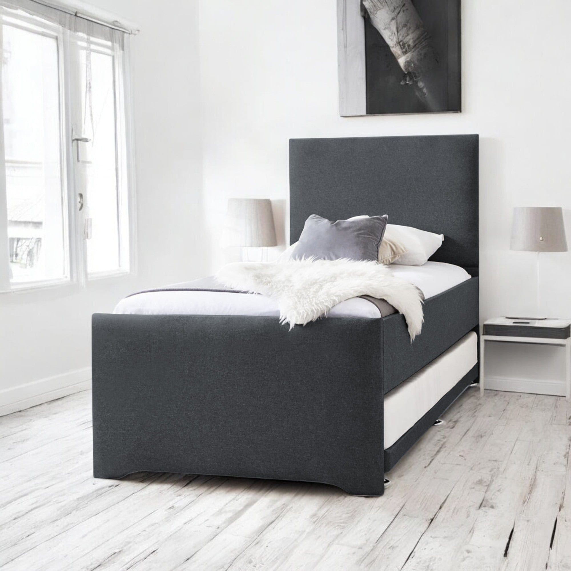 Gwbert Fabric Upholstered Single Guest Bed With Pullout Trundle
