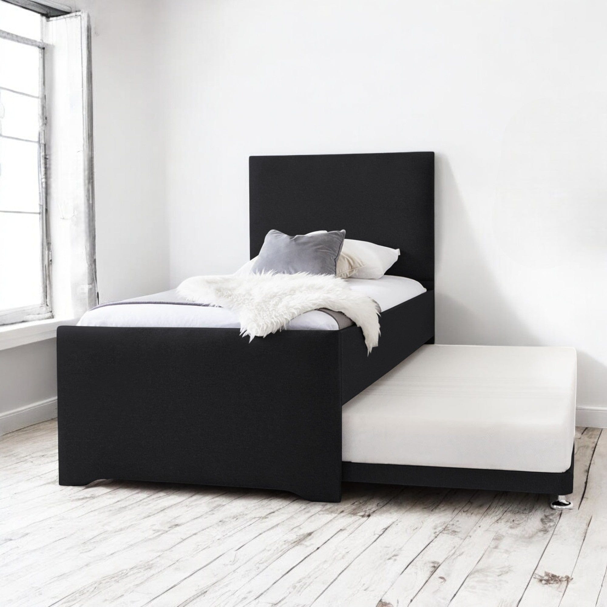  Single 3ft - 90x190cm Gwbert Fabric Upholstered Single Guest Bed With Pullout Trundle