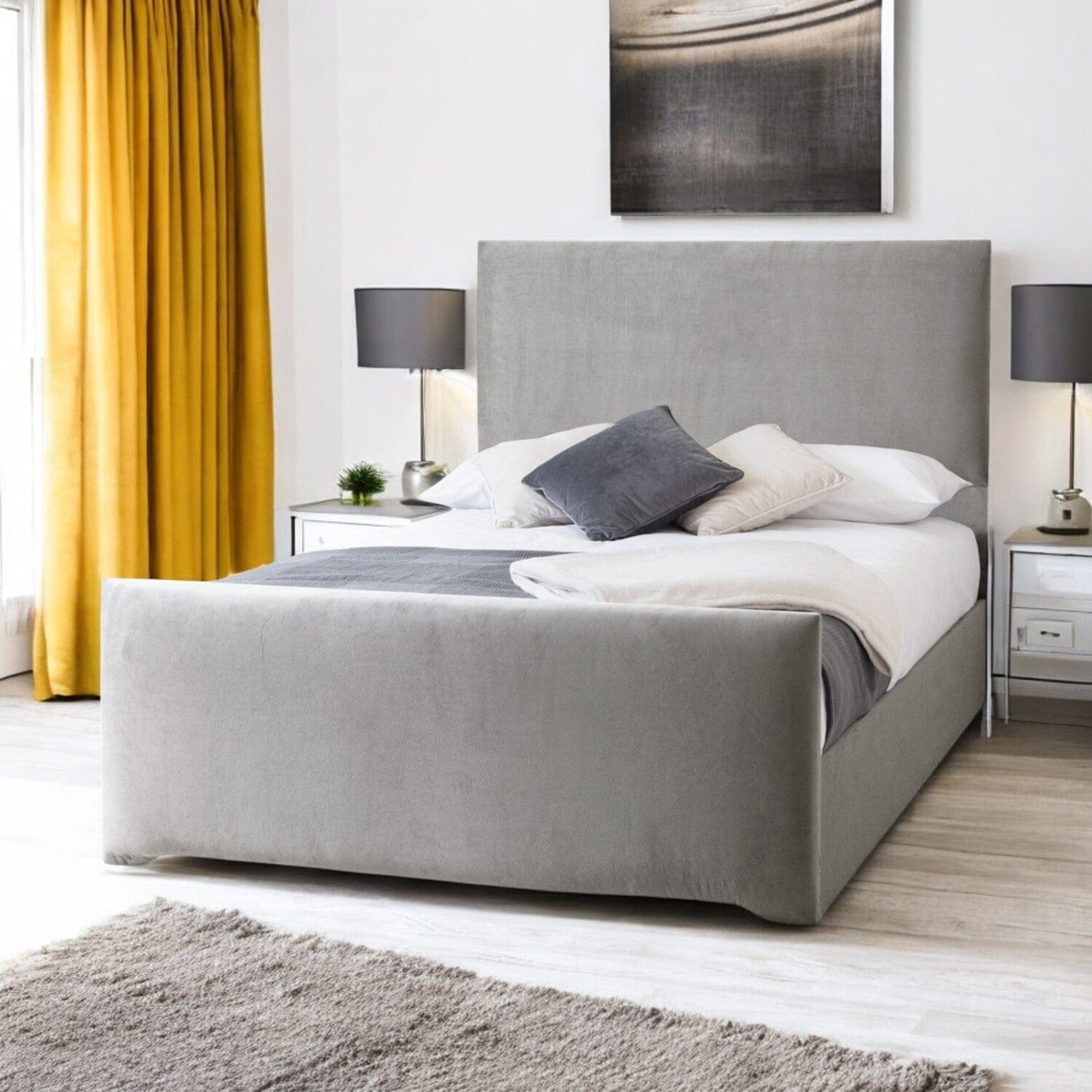 Harlech Plain Modern Fabric Upholstered Bed Frame