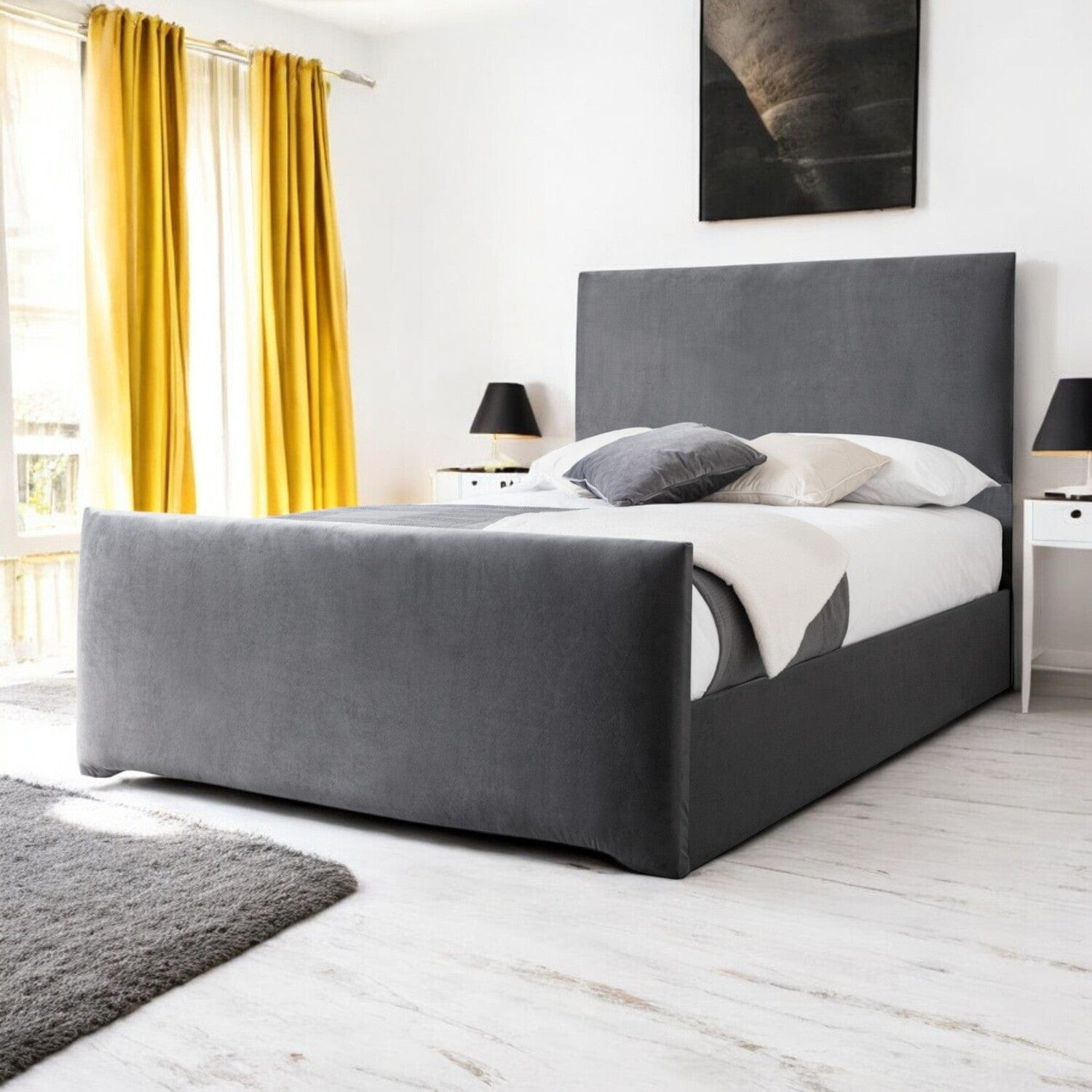  Slatted Base Harlech Plain Modern Fabric Upholstered Bed Frame